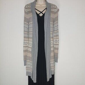 UEC Maurice's Grey and Tan long sweater Duster size small
